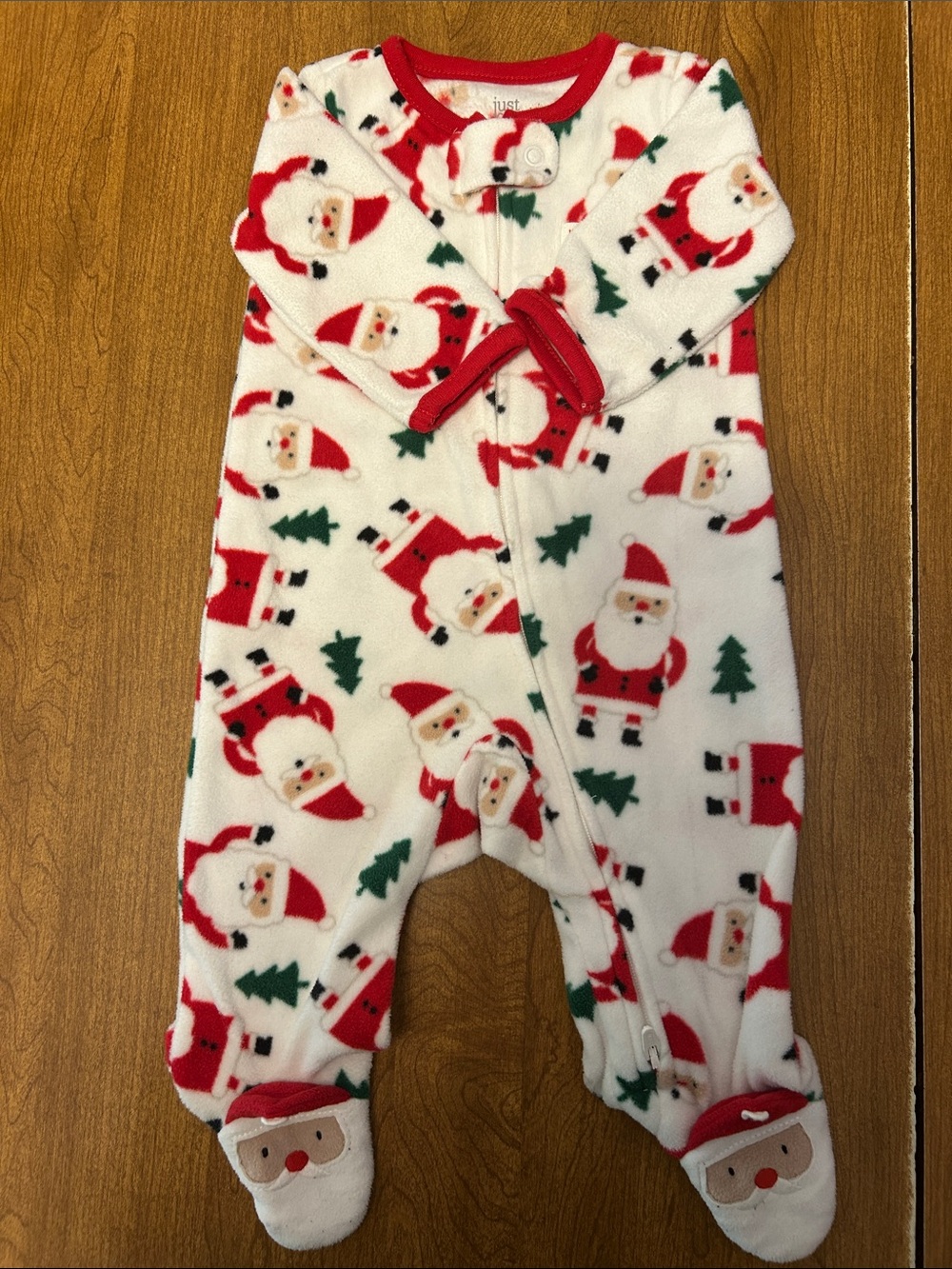 Carter's Red and White Santa Fleece Footed One-Piece